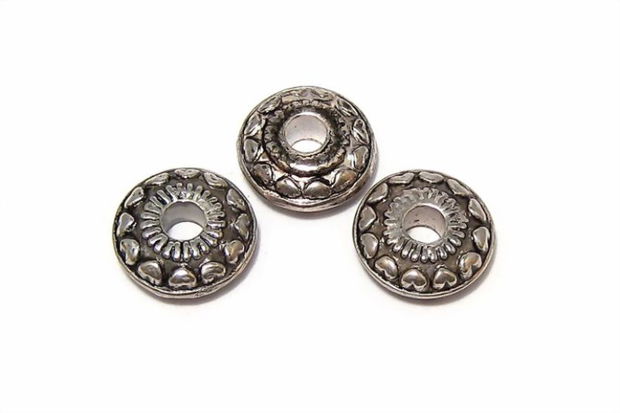 Margele din acril, antique silver, 12x5 mm