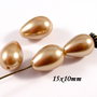 6337 - (4buc) Perle tip Mallorca, auriu invechit mat, sidefat,  picatura, 15x10mm