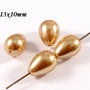 6356 - (4buc) Perle tip Mallorca, auriu invechit mat, sidefat,  picatura, 13x10mm