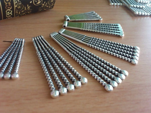 6buc Set pandantive zamac argintat 36mm-75mm (PAND 8027)