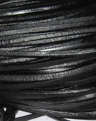 Snur din piele naturala, negru, 3x1.5 mm