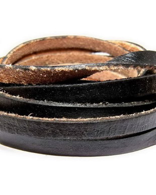 Snur din piele naturala, negru, 7x2 mm