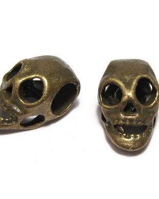 Margele din metal, craniu, bronz, 15x9 mm