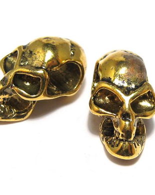 Margele din metal, auriu antichizat, craniu, 17x9 mm