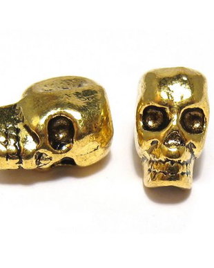 Margele din metal, auriu antichizat, craniu, 12x7 mm