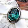 Pandantiv argintiu swarovski smarald EMERALD