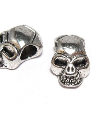 Margele din metal, craniu, argintiu antichizat, 12x8 mm