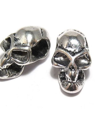Margele din metal, argintiu antichizat, craniu, 17x9 mm