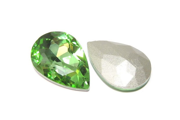 Cabochon din sticla, 20x30 mm, peridot