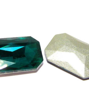 Cabochon din sticla, 18x27mm, verde smarald