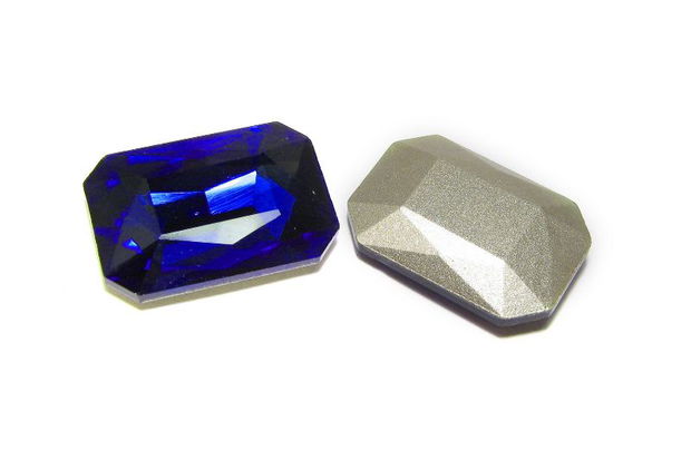 Cabochon din sticla, 18x27mm, safir