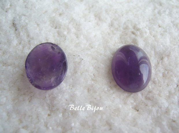 (2 bucati) Cabochon oval din ametist aprox 4xx11x15 mm