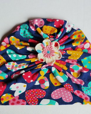 Turban dublu cu inimioare colorate
