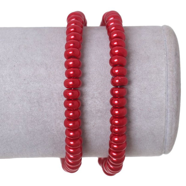 10b perle sticla abacus, rosii 6x4mm (GSLAK 050)