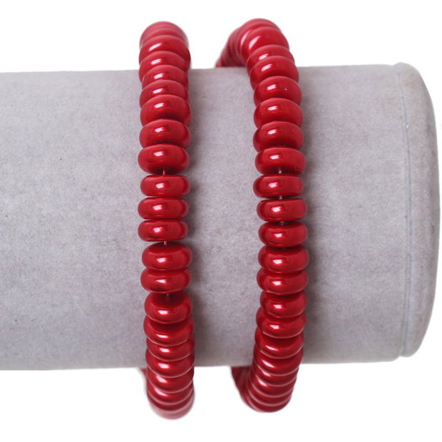 10b perle sticla abacus, rosii 8x4mm ( GSLAK 051)