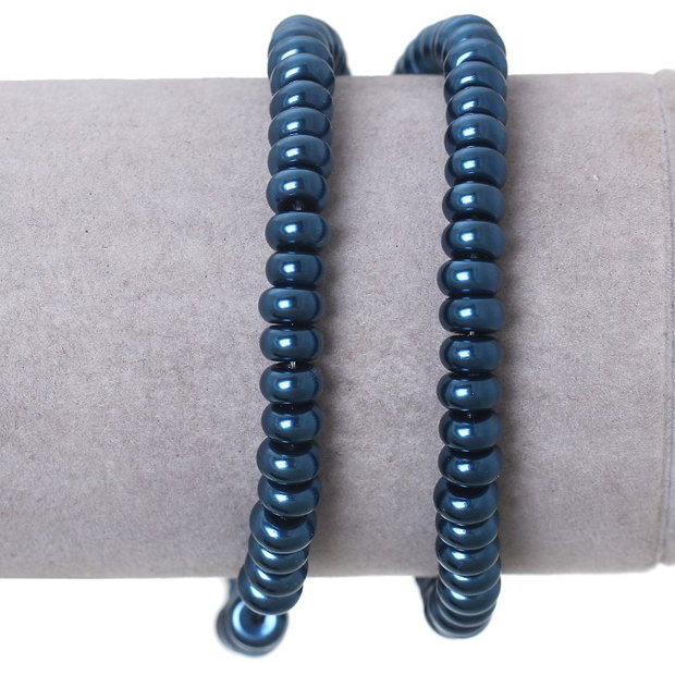 10b perle sticla abacus, albastre 6x4mm (GSLAK 052)