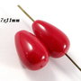 6382 - (2buc) Perle tip Mallorca, picatura, rosu, 17x11mm