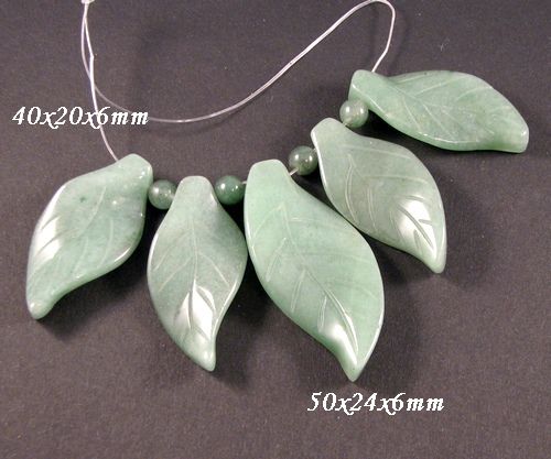 6383 - SET Pandantive, frunze sculptate, aventurin verde