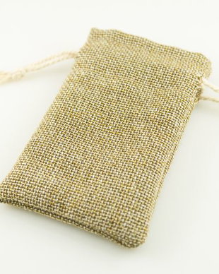 Saculeti din material textil gri-maro, 10x6.5cm