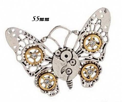 6376 - Pandantiv steampunk, mecanisme ceas, fluture REZERVAT