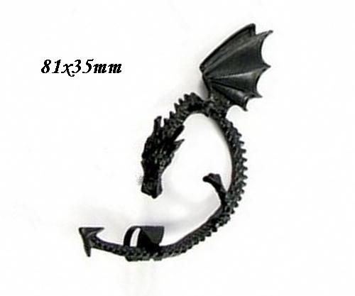 6407 - (1buc) Baza cercel armura / ear cuff, dragon, negru mat REZERVAT