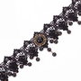 6159 - Baza colier gotic / choker, dantela bumbac aspect matasos, negru, cabochon bronz, margele acrilice