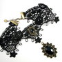 6408 - KIT Baza colier gotic / choker, dantela bumbac aspect matasos, negru, pandantiv bronz, cabochon