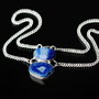 Colier cu agate druzy & quartz albastru intens nuantat cu alb si lantisor placat cu argint