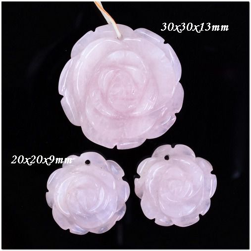 6412 - SET Pandantive / charms. flori sculptate, cuart roz