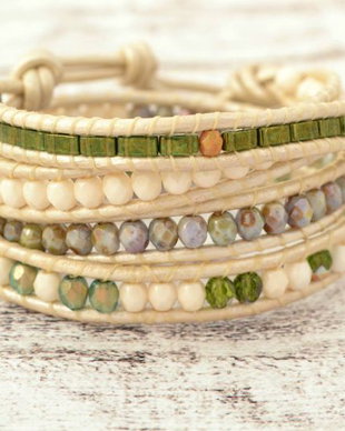 Bratara wrap cu snur de piele si cristale ''Sense''