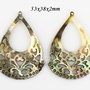 5109 - SET Pandantiv chandelier, sidef sculptat  / dantelat, picatura, gri sidefat