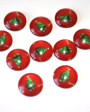 Cabochon sticla cu motive de iarna