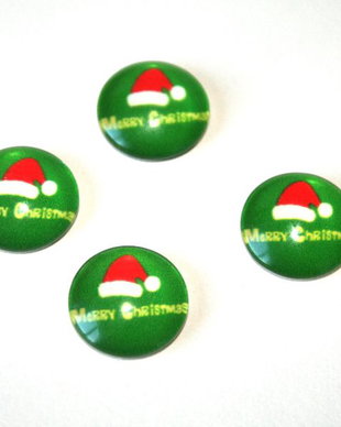Cabochon sticla cu motive de iarna