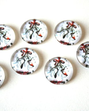 Cabochon sticla cu motive de iarna