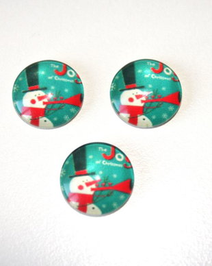 Cabochon sticla cu motive de iarna