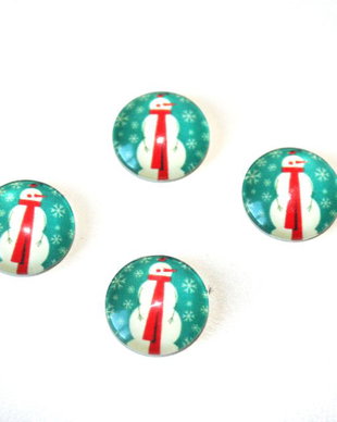 Cabochon sticla cu motive de iarna