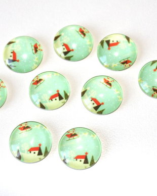 Cabochon sticla cu motive de iarna