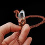 Colier lung cu  quartz crystal point electroplacat cupru