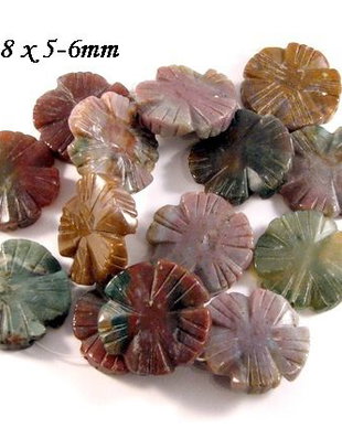 4626 - (6buc) Pandantiv / charms / margele, agata indiana, floare sculptata