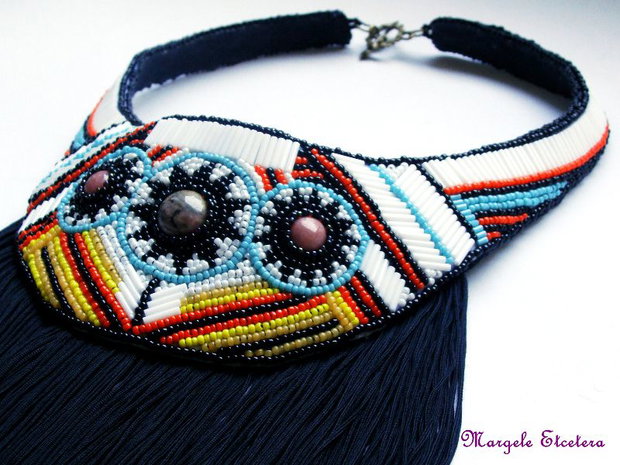 REZERVAT Colier etnic-boho cu franjuri si margele