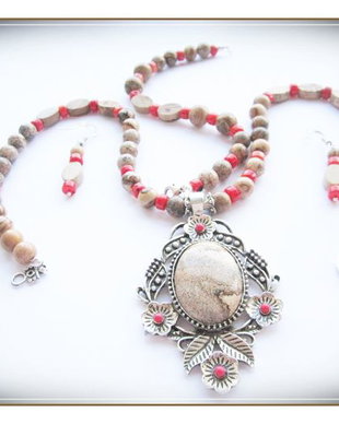 SET- PICTURE JASPER SI CORAL ROSU