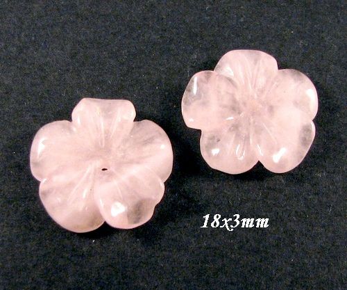 4772 # (1buc) Floare sculptata, cuart roz, 18mm