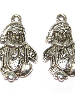 Pandantiv metalic, argintiu antichizat, 22x13 mm