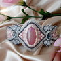 „POWDER ROSE” - Bratara - bead-embroidery art