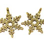 Pandantiv metalic, auriu antichizat, fulg de nea, 24x18 mm