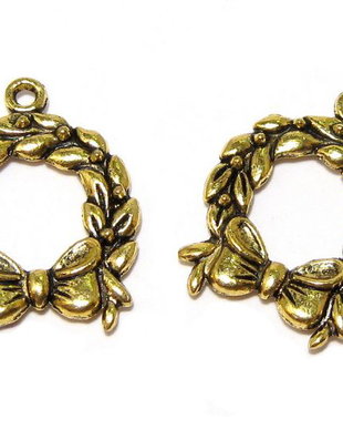 Pandantiv metalic, auriu antichizat, coronita, 25x19 mm
