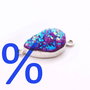 Conector agata druzy forma  drop neregulata in nuante de violet in rama argintata - #642