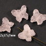 6459 # (4buc) Margele. fluturi sculptati, cuart roz