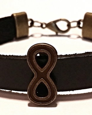 Bratara piele cu link bronz infinit