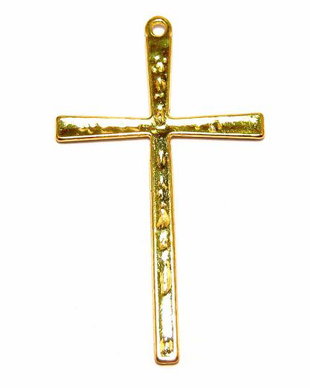 Pandantiv metalic, cruciulita, auriu, 61.5x36.5 mm